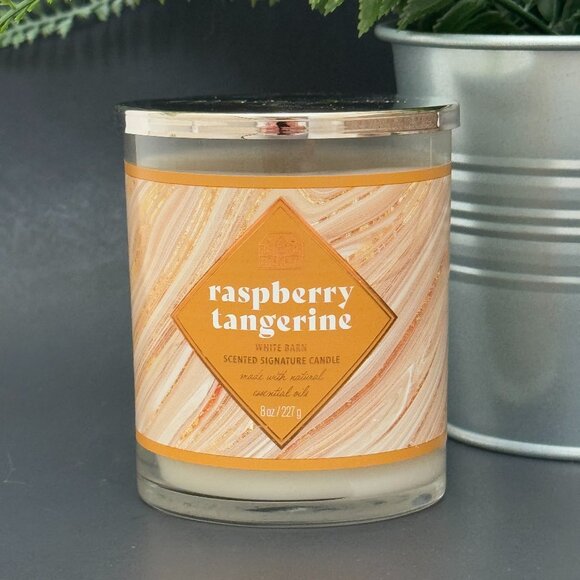 BBW Raspberry Tangerine White Barn Bath & Body Works Single Wick Candle - Picture 1 of 10